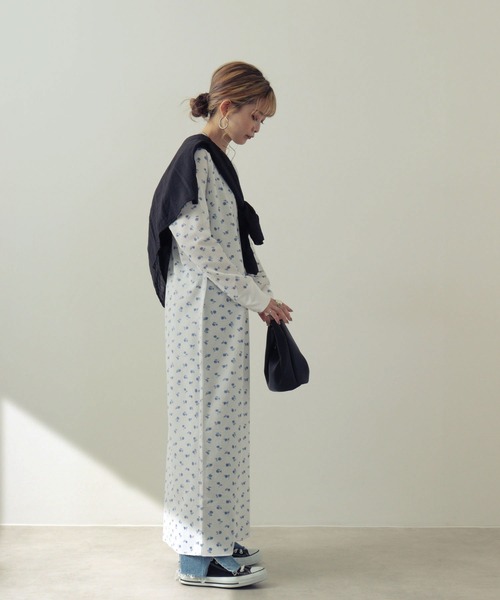 JEMORGAN（ジェーイーモーガン）の「JEMORGAN ワッフル花柄マキシ丈ワンピース（ワンピース・レディース・ホワイト/杢グレー・F）」の7枚目の写真