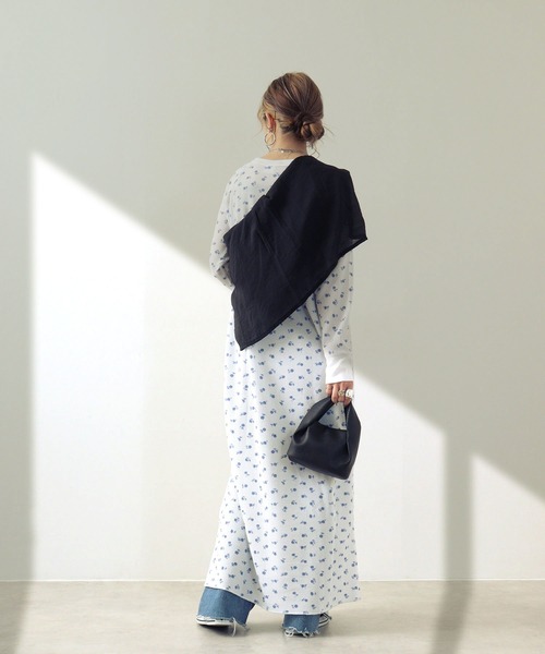 JEMORGAN（ジェーイーモーガン）の「JEMORGAN ワッフル花柄マキシ丈ワンピース（ワンピース・レディース・ホワイト/杢グレー・F）」の9枚目の写真