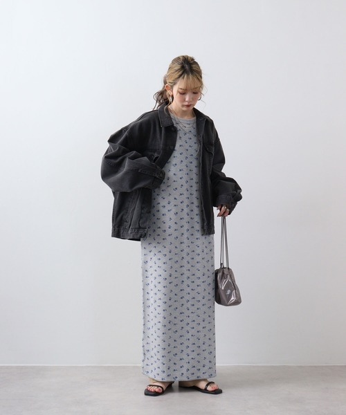 JEMORGAN（ジェーイーモーガン）の「JEMORGAN ワッフル花柄マキシ丈ワンピース（ワンピース・レディース・ホワイト/杢グレー・F）」の13枚目の写真