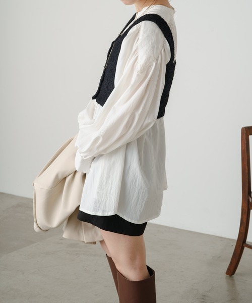 Omekashi（オメカシ）の「フリンジツイードビスチェ（ベスト・レディース・アイボリー/ブラック・FREE）」の7枚目の写真