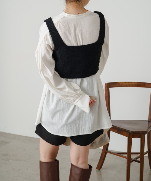 Omekashi（オメカシ）の「フリンジツイードビスチェ（ベスト・レディース・アイボリー/ブラック・FREE）」の8枚目の写真