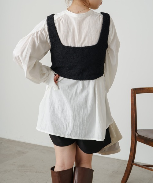 Omekashi（オメカシ）の「フリンジツイードビスチェ（ベスト・レディース・アイボリー/ブラック・FREE）」の9枚目の写真