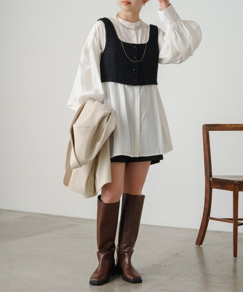 Omekashi（オメカシ）の「フリンジツイードビスチェ（ベスト・レディース・アイボリー/ブラック・FREE）」の10枚目の写真