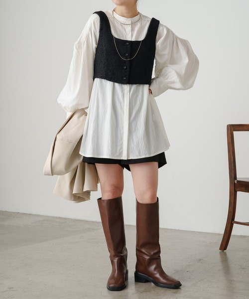 Omekashi（オメカシ）の「フリンジツイードビスチェ（ベスト・レディース・アイボリー/ブラック・FREE）」の13枚目の写真