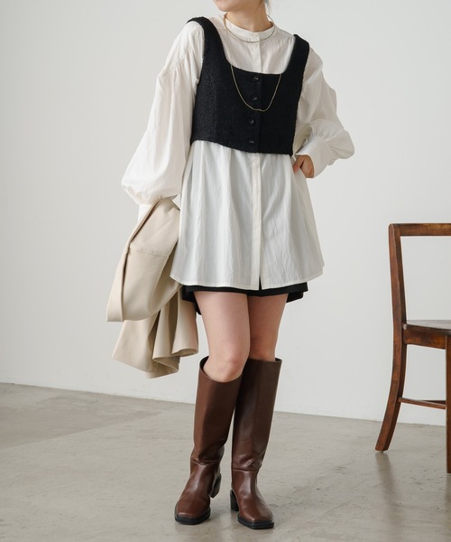 Omekashi（オメカシ）の「フリンジツイードビスチェ（ベスト・レディース・アイボリー/ブラック・FREE）」の14枚目の写真