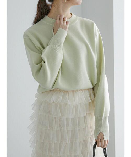 Te chichi(テチチ)の「ミラノリブクルーネックニット(ニット/セーター・レディース・グレー/ピンク/オフホワイト/ブルー/ミント・F)」の6枚目の写真