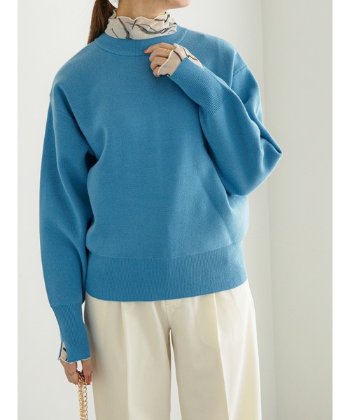 Te chichi(テチチ)の「ミラノリブクルーネックニット(ニット/セーター・レディース・グレー/ピンク/オフホワイト/ブルー/ミント・F)」の5枚目の写真