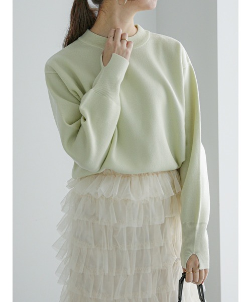 Te chichi(テチチ)の「ミラノリブクルーネックニット(ニット/セーター・レディース・グレー/ピンク/オフホワイト/ブルー/ミント・F)」の4枚目の写真