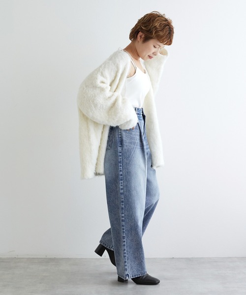 w closet(ダブルクローゼット)の「タックワイドデニムパンツ(デニムパンツ・レディース・ブルー/ネイビー・FREE)」の21枚目の写真