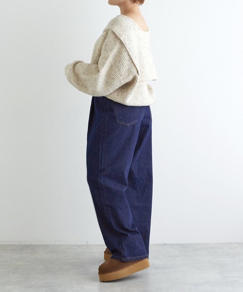 w closet(ダブルクローゼット)の「タックワイドデニムパンツ(デニムパンツ・レディース・ブルー/ネイビー・FREE)」の10枚目の写真