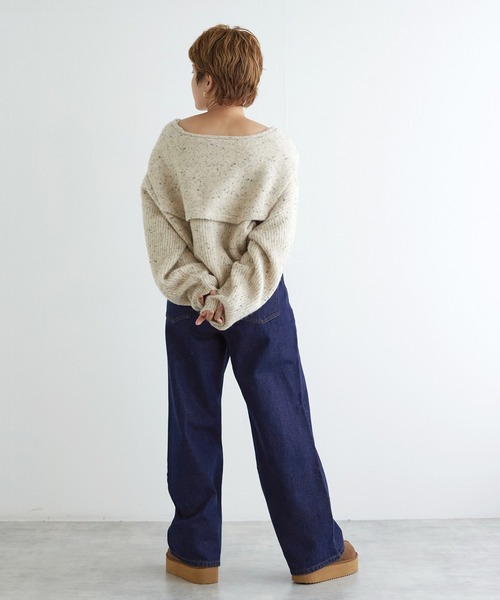 w closet(ダブルクローゼット)の「タックワイドデニムパンツ(デニムパンツ・レディース・ブルー/ネイビー・FREE)」の13枚目の写真