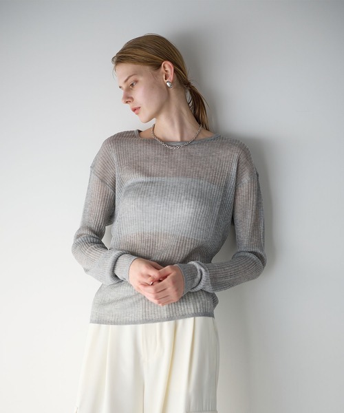 N.O.R.Cノーク　シアーラメリブニットカーディガン セール】シアーラメリブニットカーディガン（カーディガン/ボレロ