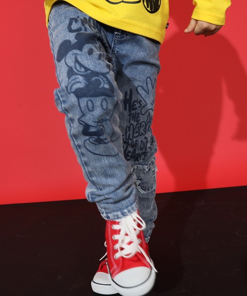 Disney(ディズニー)の「ディズニー デニム ロングパンツ 9204K(デニムパンツ・キッズ・ブラック×レッド・90cm/100cm/120cm/130cm/140cm/110cm)」の3枚目の写真