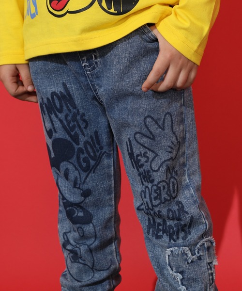 Disney(ディズニー)の「ディズニー デニム ロングパンツ 9204K(デニムパンツ・キッズ・ブラック×レッド・90cm/100cm/120cm/130cm/140cm/110cm)」の2枚目の写真