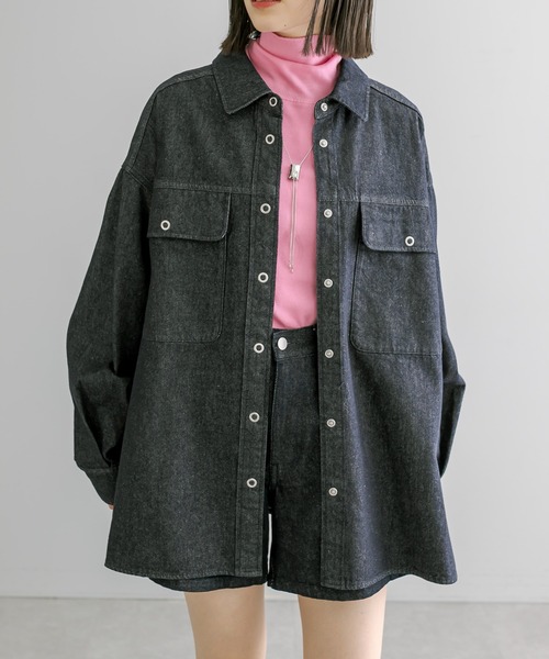 mystic（ミスティック）の「【2色展開】デニムシャツ（シャツ/ブラウス・レディース・インディゴブルー/ブルー・FREE）」の5枚目の写真