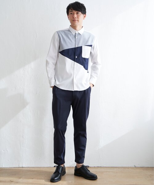 ikka(イッカ)の「オックスブロックス斜め切り替えシャツ(シャツ/ブラウス・メンズ・ホワイト/ネイビー・M/L/XL/S)」の17枚目の写真