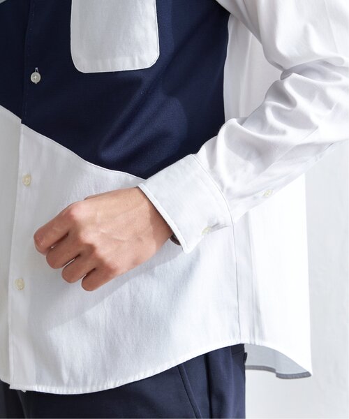ikka(イッカ)の「オックスブロックス斜め切り替えシャツ(シャツ/ブラウス・メンズ・ホワイト/ネイビー・M/L/XL/S)」の18枚目の写真