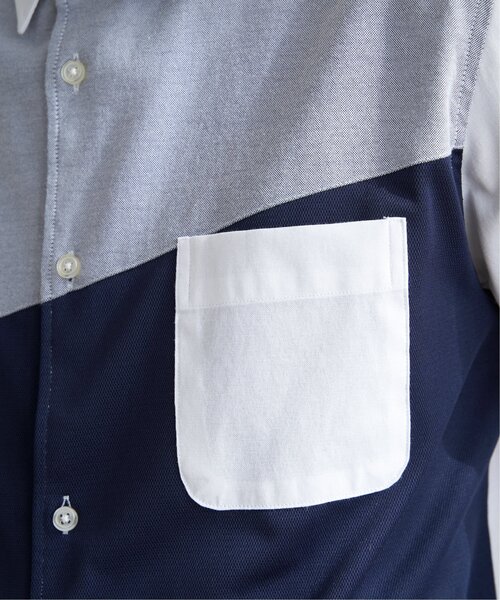 ikka(イッカ)の「オックスブロックス斜め切り替えシャツ(シャツ/ブラウス・メンズ・ホワイト/ネイビー・M/L/XL/S)」の8枚目の写真