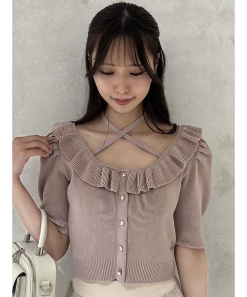 EATME（イートミー）の「ラッフルニットTOP（ニット/セーター・レディース・ブラック/ベージュ/ピンク・FREE）」の3枚目の写真