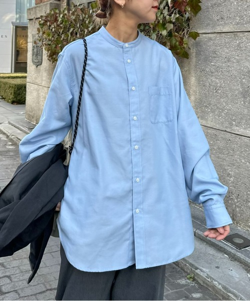 CIAOPANIC TYPY(チャオパニックティピー)の「イージーケアポリオックスバンドカラーシャツ(シャツ/ブラウス・メンズ・ネイビー/グリーン/サックスブルー/オフホワイト/ブルー・SMALL/MEDIUM/LARGE)」の13枚目の写真