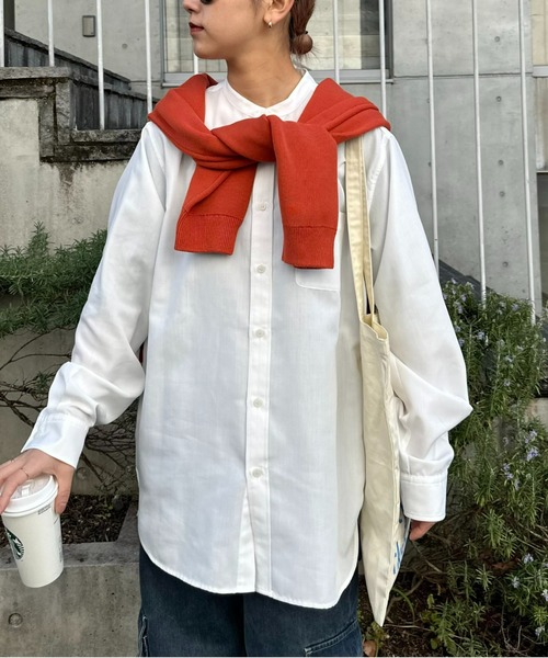 CIAOPANIC TYPY(チャオパニックティピー)の「イージーケアポリオックスバンドカラーシャツ(シャツ/ブラウス・メンズ・ネイビー/グリーン/サックスブルー/オフホワイト/ブルー・SMALL/MEDIUM/LARGE)」の6枚目の写真