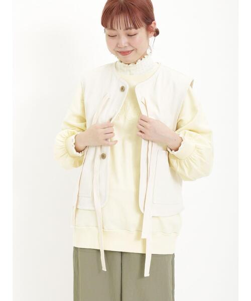 Samansa Mos2(サマンサ モスモス)の「デニム/ツイルベスト(ベスト・レディース・オフホワイト/サックスブルー/カーキ・F)」の4枚目の写真