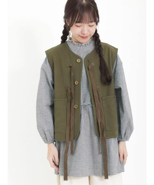 Samansa Mos2(サマンサ モスモス)の「デニム/ツイルベスト(ベスト・レディース・オフホワイト/サックスブルー/カーキ・F)」の7枚目の写真