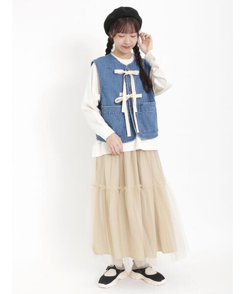 Samansa Mos2(サマンサ モスモス)の「デニム/ツイルベスト(ベスト・レディース・オフホワイト/サックスブルー/カーキ・F)」の15枚目の写真