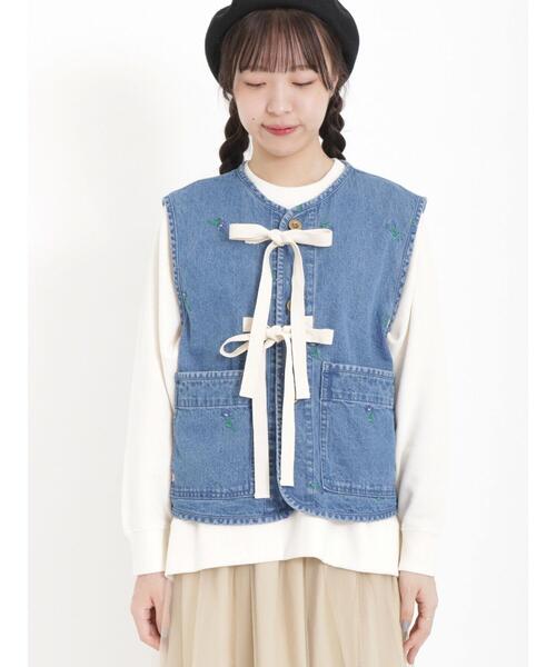 Samansa Mos2(サマンサ モスモス)の「デニム/ツイルベスト(ベスト・レディース・オフホワイト/サックスブルー/カーキ・F)」の17枚目の写真