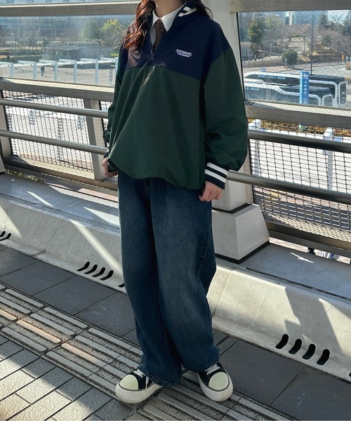 kutir（クティール）の「【M,L2サイズ】配色ナイロンハーフジッププルオーバー（その他トップス・レディース・グリーン/ブラック/ネイビー・LARGE/MEDIUM）」の6枚目の写真