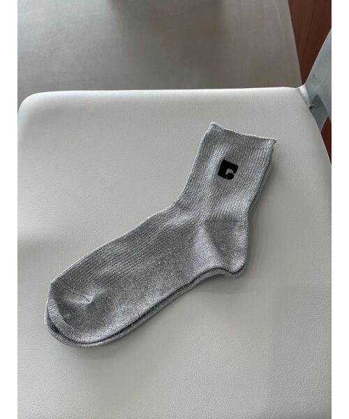 EMODA（エモダ）の「ロゴリブソックス（ソックス/靴下・レディース・シルバー/ブラック/ホワイト・FREE）」の3枚目の写真