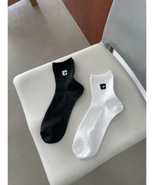 EMODA（エモダ）の「ロゴリブソックス（ソックス/靴下・レディース・シルバー/ブラック/ホワイト・FREE）」の6枚目の写真