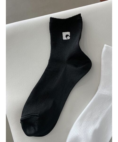 EMODA（エモダ）の「ロゴリブソックス（ソックス/靴下・レディース・シルバー/ブラック/ホワイト・FREE）」の7枚目の写真