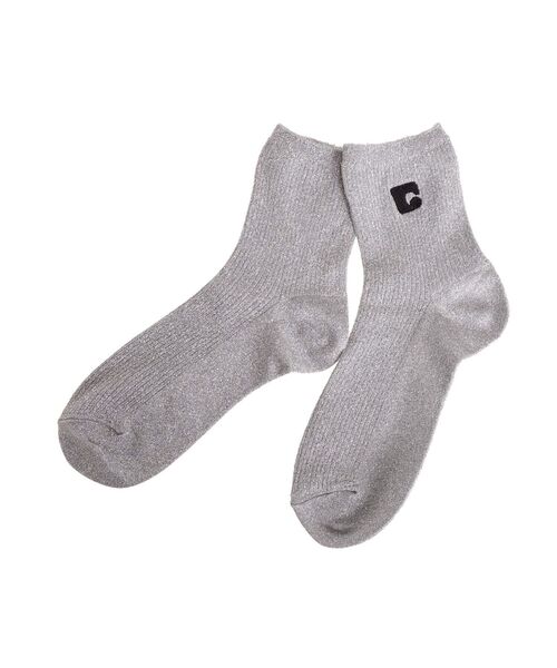 EMODA（エモダ）の「ロゴリブソックス（ソックス/靴下・レディース・シルバー/ブラック/ホワイト・FREE）」の18枚目の写真