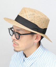 Ruben（ルーベン）の「選べる3素材 天然素材コンビ カンカン帽（クワイ・シーグラス・ラフィア）（ハット）」