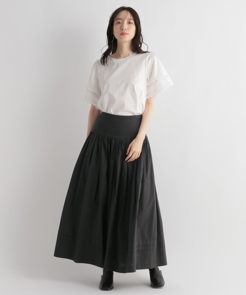 Andemiu（アンデミュウ）の「ソデレースキリカエカット112660（Tシャツ/カットソー・レディース・オフホワイト/ブラック/ライム/ネイビー・FREE）」の5枚目の写真