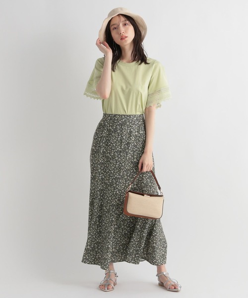 Andemiu（アンデミュウ）の「ソデレースキリカエカット112660（Tシャツ/カットソー・レディース・オフホワイト/ブラック/ライム/ネイビー・FREE）」の7枚目の写真