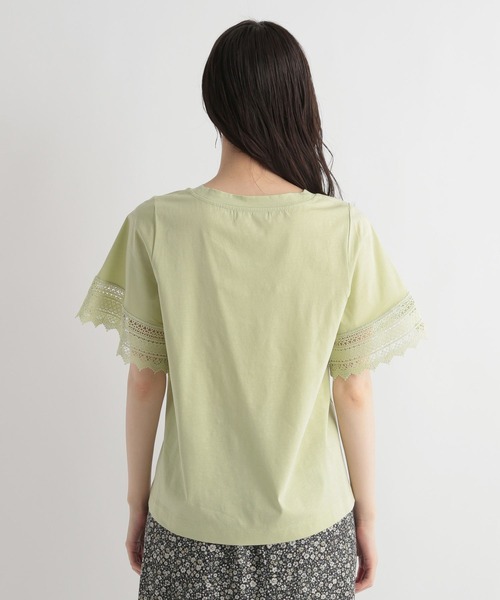 Andemiu（アンデミュウ）の「ソデレースキリカエカット112660（Tシャツ/カットソー・レディース・オフホワイト/ブラック/ライム/ネイビー・FREE）」の12枚目の写真