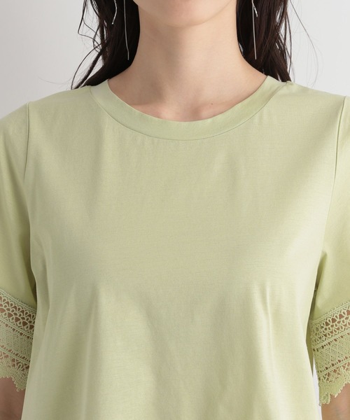 Andemiu（アンデミュウ）の「ソデレースキリカエカット112660（Tシャツ/カットソー・レディース・オフホワイト/ブラック/ライム/ネイビー・FREE）」の14枚目の写真