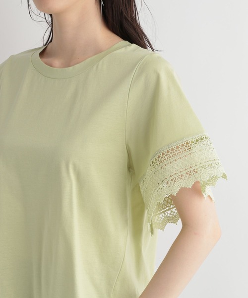 Andemiu（アンデミュウ）の「ソデレースキリカエカット112660（Tシャツ/カットソー・レディース・オフホワイト/ブラック/ライム/ネイビー・FREE）」の15枚目の写真