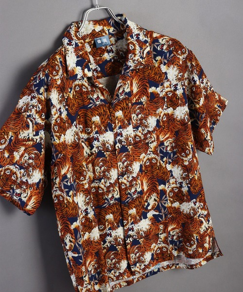 和柄 半袖 アロハシャツ（龍・鶴・龍虎・金魚・鯉・虎・相撲・花札