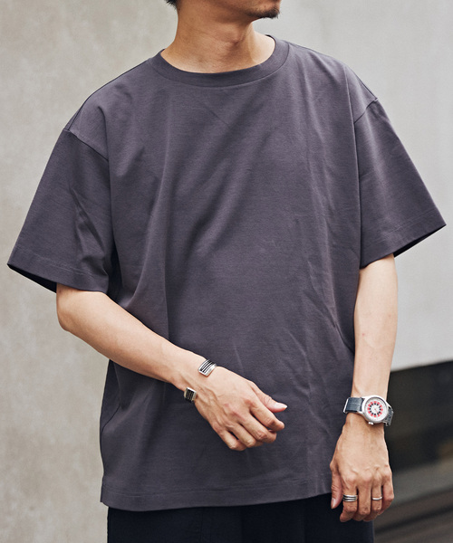 JOURNAL STANDARD relume（ジャーナルスタンダード　レリューム）の「50/-ポンチクルーネックTシャツ（Tシャツ/カットソー・メンズ・ホワイト/ネイビー/ブラックミックス/ベージュ系その他・SMALL/LARGE/MEDIUM）」の3枚目の写真