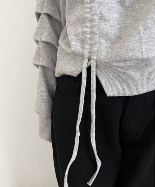 by muni:r（バイ ムニール）の「リボンストリングシャーリングスウェット（スウェット・レディース・グレー/ブラック・FREE）」の17枚目の写真