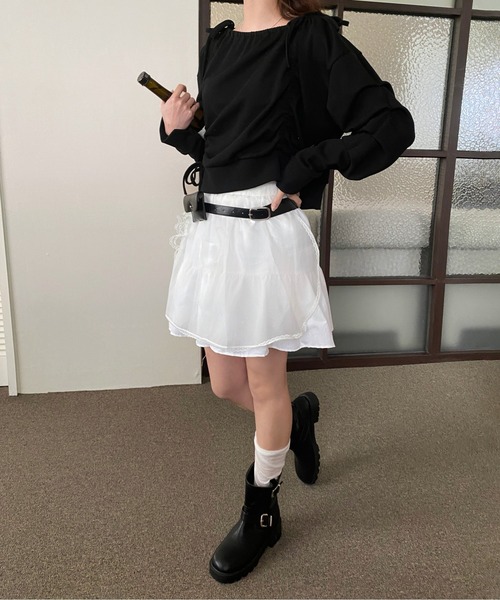 by muni:r（バイ ムニール）の「リボンストリングシャーリングスウェット（スウェット・レディース・グレー/ブラック・FREE）」の18枚目の写真