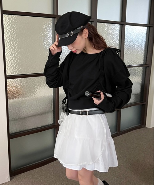 by muni:r（バイ ムニール）の「リボンストリングシャーリングスウェット（スウェット・レディース・グレー/ブラック・FREE）」の19枚目の写真