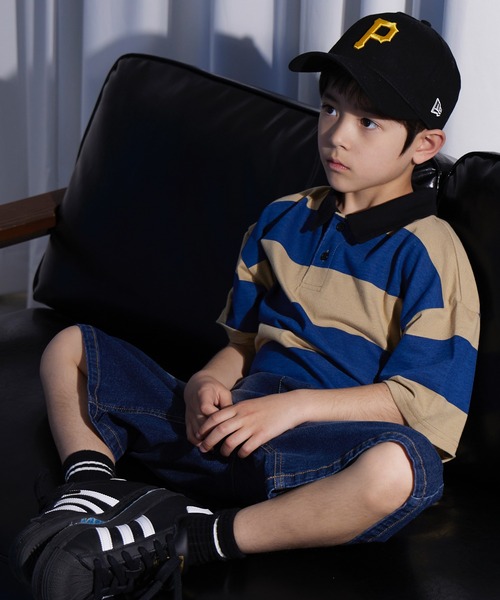 PAIRMANON STREET（ペアマノンストリート）の「【PAIRMANON STREET】天竺 ワイドボーダー 半袖 ポロシャツ（ポロシャツ・キッズ・イエロー/ネイビー/ブラック/ブラウン/グリーン・100/90/140/110/150/130/120）」の4枚目の写真