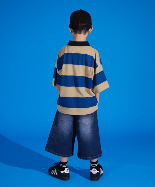 PAIRMANON STREET（ペアマノンストリート）の「【PAIRMANON STREET】天竺 ワイドボーダー 半袖 ポロシャツ（ポロシャツ・キッズ・イエロー/ネイビー/ブラック/ブラウン/グリーン・100/90/140/110/150/130/120）」の22枚目の写真