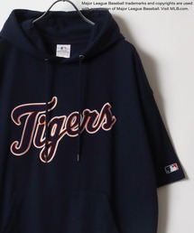 MLB（メジャーリーグベースボール）の「MLB/メジャーリーグベースボール チームロゴ ワッペン刺繍 バックプリント スウェット 半袖パーカー レディース メンズ（パーカー・メンズ）」