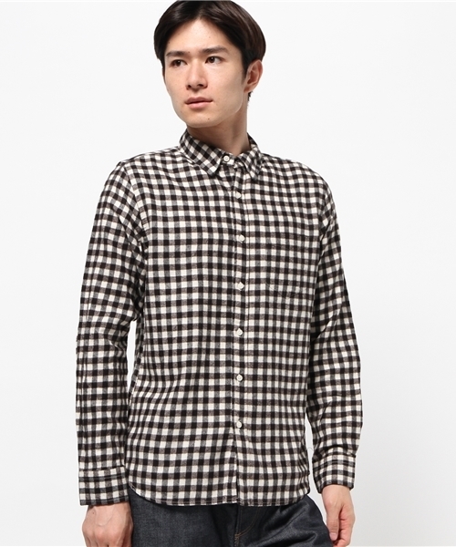 CIAOPANIC(チャオパニック)の「【Ciaopanic】 ソフトビエラギンガムシャツLS(シャツ/ブラウス・メンズ・ホワイト/ネイビー/ライトグレー/ブルー/チャコールグレー/ブラック/ダークグリーン・SMALL/MEDIUM/LARGE)」の2枚目の写真