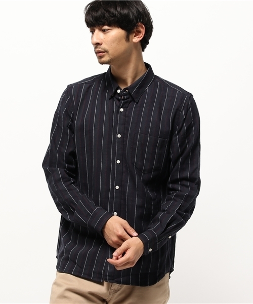 CIAOPANIC(チャオパニック)の「【Ciaopanic】 ソフトビエラギンガムシャツLS(シャツ/ブラウス・メンズ・ホワイト/ネイビー/ライトグレー/ブルー/チャコールグレー/ブラック/ダークグリーン・SMALL/MEDIUM/LARGE)」の5枚目の写真